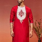VASTRAMAY Ethnic Motifs Yoke Design Gotta Patti Straight Kurta