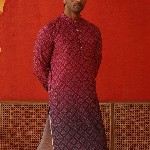 Jompers Men Floral Printed Sequinned Floral Kurta