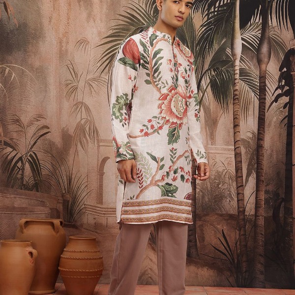 Sangria Floral Print Pure Cotton Kurta