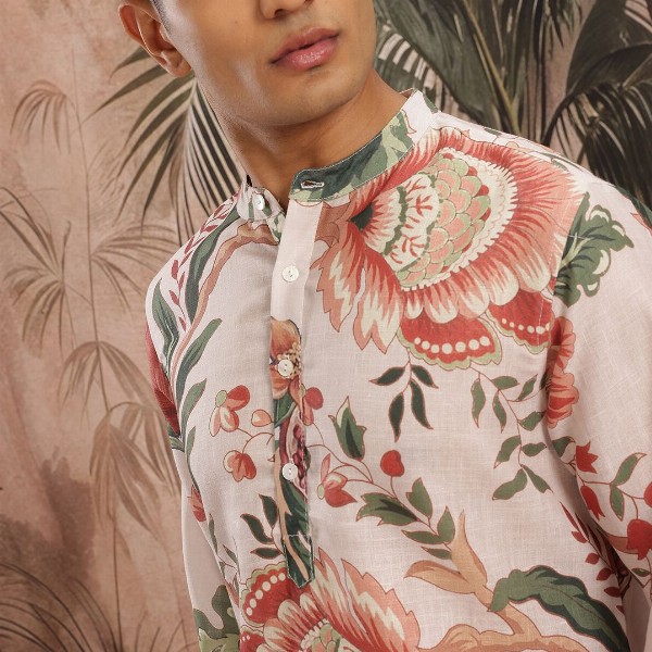 Sangria Floral Print Pure Cotton Kurta