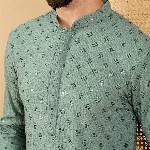 House of Pataudi Men Embellished Straight Kurta