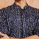 VASTRAMAY Bandhani Printed Mandarin Collar Straight Kurta
