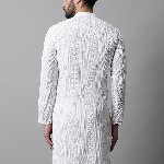 Jompers Men White Cotton Embroidered Chikankari Kurta