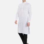 JADE BLUE Men Mandarin Collar Cotton Blend Modi Straight Kurta