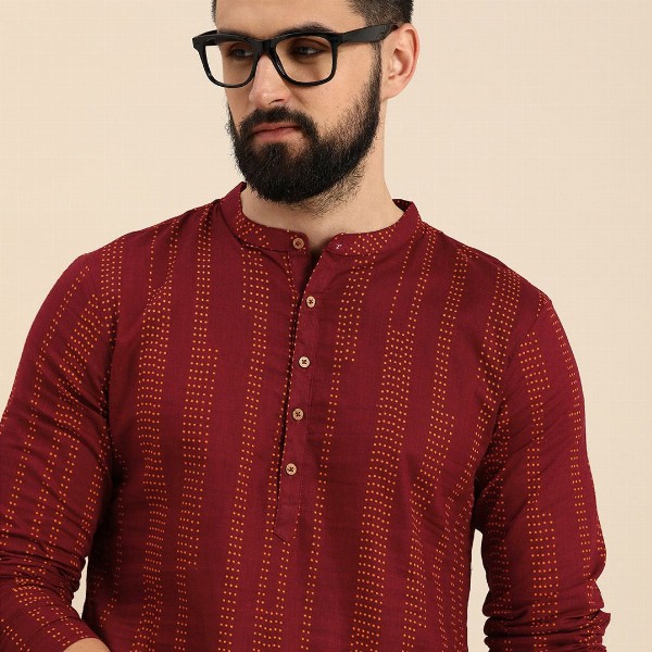 Anouk Men Printed Pure Cotton Straight Kurta