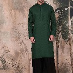 Sangria Men Textured Pattern Mandarin Collar Stylish Cotton Kurta