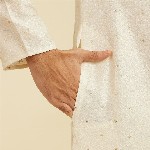 Diwas by Manyavar Thread Work Mandarin Collar Straight Kurta