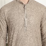 SOJANYA Ethnic Motifs Embroidered Mandarin Collar Thread Work Pure Cotton Straight Kurta