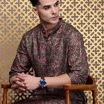 House of Pataudi Jashn Floral Printed Sequinned Indie Florals Kurta