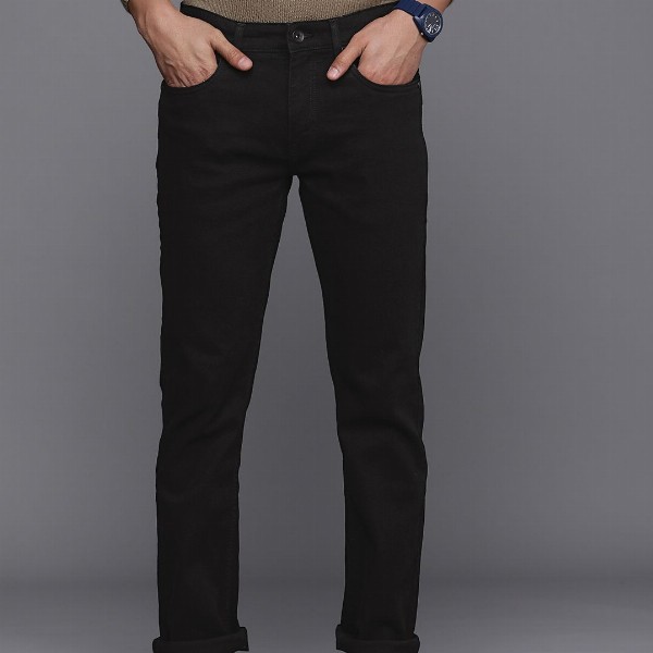 Louis Philippe Jeans Men Black Slim Fit Mid-Rise Clean Look Stretchable Jeans