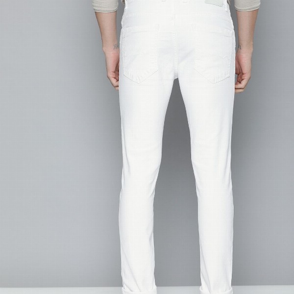 Mast & Harbour Men White Skinny Fit Mid-Rise Clean Look Stretchable Jeans