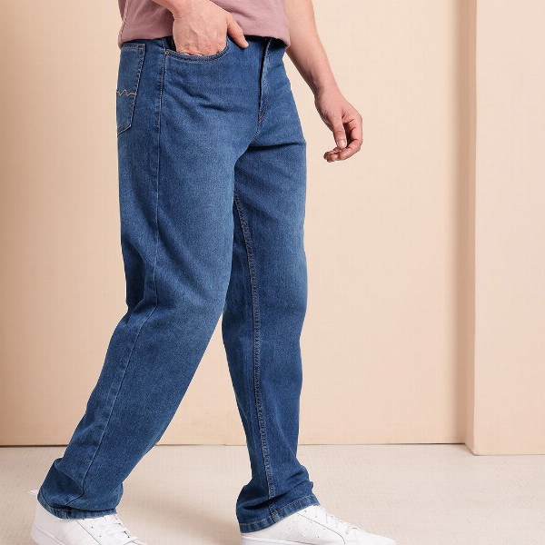 Mast & Harbour Men Straight Fit Mid-Rise Light Fade Stretchable Jeans