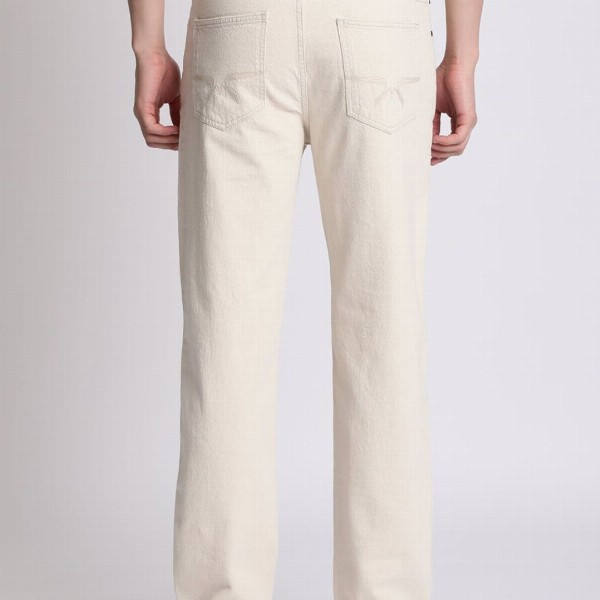 The Roadster Lifestyle Co Men Cotton Ecru Straight Fit Jeans