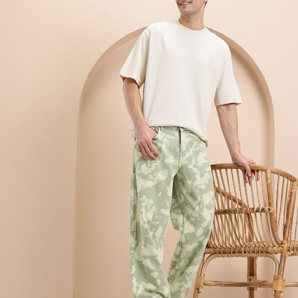 Mast & Harbour Men Printed Baggy Fit Jeans
