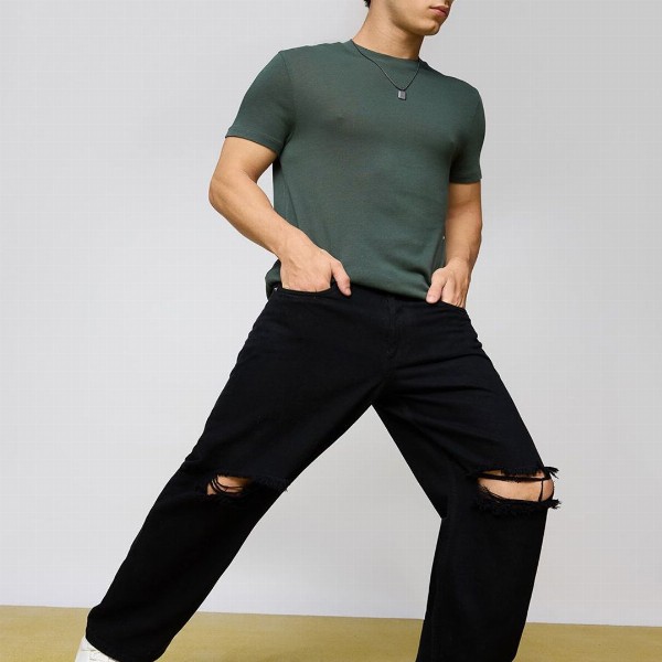 Xee Men Classic Relaxed Fit Slash Knee Stretchable Jeans