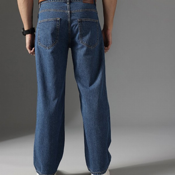 FCUK Men Smart Mid-Rise Baggy Pure Cotton Jeans