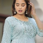 SINGNI Ethnic Motifs Printed Mirror Work Anarkali Kurta with Trousers & Dupatta