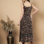 Vbuyz Floral Printed Shoulder Straps Boat Neck Cotton Straight Kurta