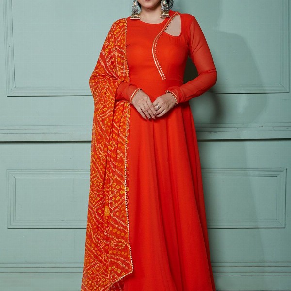 NUD Women Printed Flared Sleeves Georgette Kurta