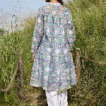 JAIPURRANG Floral Printed Chanderi Silk Kurta