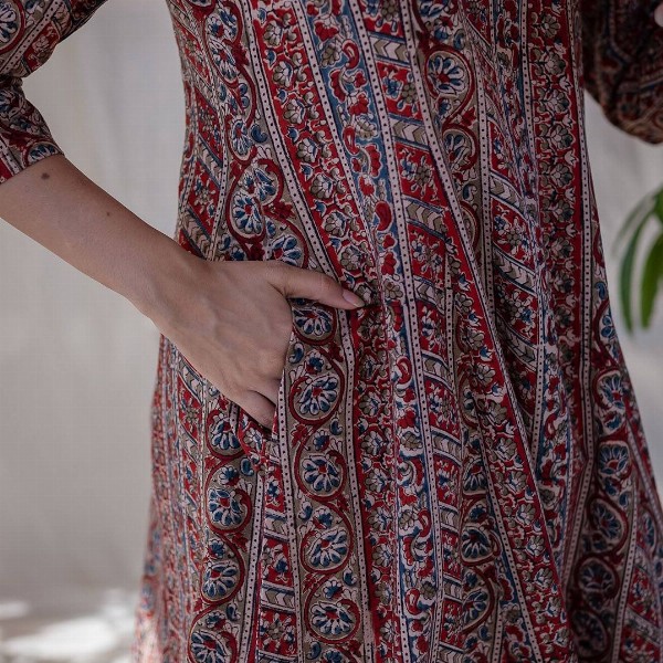 THE INDIAN ETHNIC CO Ethnic Motifs Printed A-Line Cotton Kurta