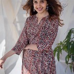THE INDIAN ETHNIC CO Ethnic Motifs Printed A-Line Cotton Kurta