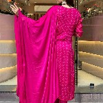 GoSriKi Bandhani Printed Sequinned Embroidery Work Kurta with Trousers & Dupatta