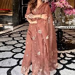 Royal Export Floral Embroidered Regular Thread Work Straight Kurta with Palazzos & Dupatta