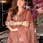 Royal Export Floral Embroidered Regular Thread Work Straight Kurta with Palazzos & Dupatta