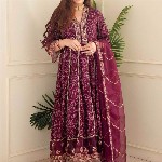 KALINI Ethnic Motif Printed Embroidered Panelled A-Line Kurta with Trousers & Dupatta