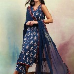 Khushal K Ethnic Motifs Printed V-Neck Sleeveless Pure Cotton Kurta with Palazzo & Dupatta