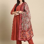anayna Anarkali Pure Cotton Kurta With Trousers & Dupatta