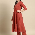 anayna Anarkali Pure Cotton Kurta With Trousers & Dupatta