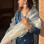 VredeVogel Ethnic Motifs Embroidered Thread Work Kurta With Trousers & Dupatta