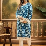 Sangria Floral Printed 100% Cotton Straight Kurta