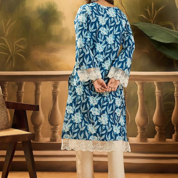 Sangria Floral Printed 100% Cotton Straight Kurta