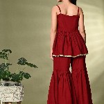 Sangria A-Line Kurti With Sharara & Dupatta