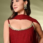 Sangria A-Line Kurti With Sharara & Dupatta