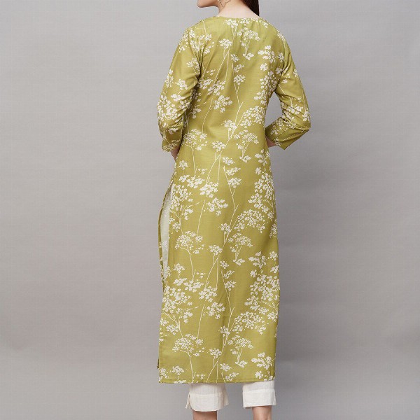 GoSriKi Floral Embroidered Thread Work Regular Kurta