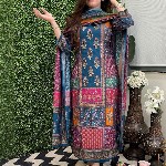 KALINI Women Multi Rayon Blend Printed Straight Kurta Set With Dupatta