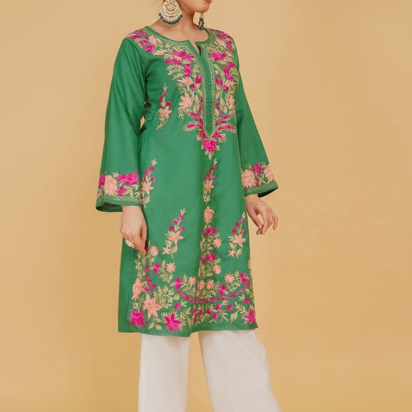 HOUSE OF KARI Women Ethnic Motifs Embroidered Aari Work Straight Kurta