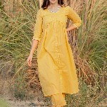 zuri Women Embroidered Regular Pure Cotton Kurta with Trousers