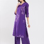 Pink Fort Women Bandhani Regular Pure Cotton Kurta with Trousers