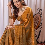 Mitera Beads and Stones Satin Saree