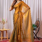 Mitera Beads and Stones Satin Saree