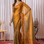 Mitera Beads and Stones Satin Saree