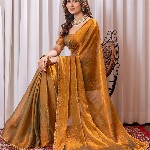 Mitera Beads and Stones Satin Saree