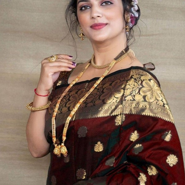 Dhyey Fashion Ethnic Motifs Woven Design Zari Pure Silk Banarasi Saree