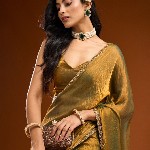 kasee Solid Beads and Stones Saree