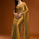 kasee Solid Beads and Stones Saree